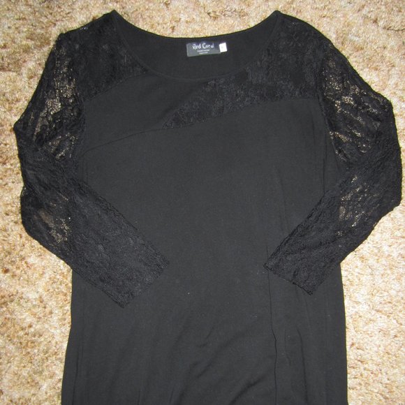 4/$20 |  Black Tunic Shirt with Lace - Picture 1 of 7
